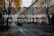 91爆料官方与用户视角双重解析：使用习惯优化与效率提升技巧