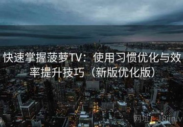 快速掌握菠萝TV：使用习惯优化与效率提升技巧（新版优化版）