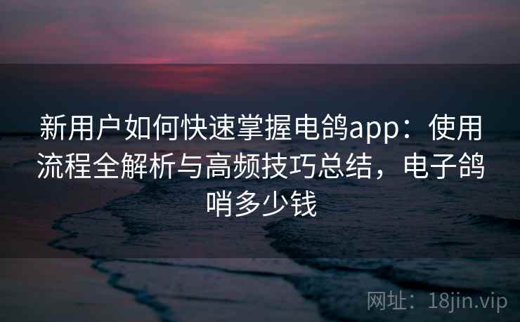 新用户如何快速掌握电鸽app:使用流程全解析与高频技巧总结,电子鸽哨多少钱 新用户如何快速掌握电鸽app:使用流程全解析与高频技巧总结,电子鸽哨多少钱