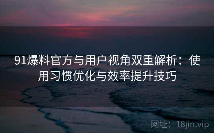 91爆料官方与用户视角双重解析:使用习惯优化与效率提升技巧 91爆料官方与用户视角双重解析:使用习惯优化与效率提升技巧