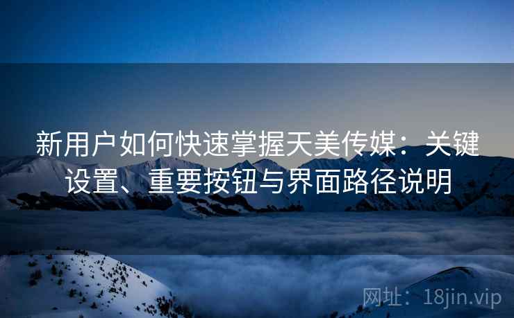 新用户如何快速掌握天美传媒:关键设置、重要按钮与界面路径说明 新用户如何快速掌握天美传媒:关键设置、重要按钮与界面路径说明
