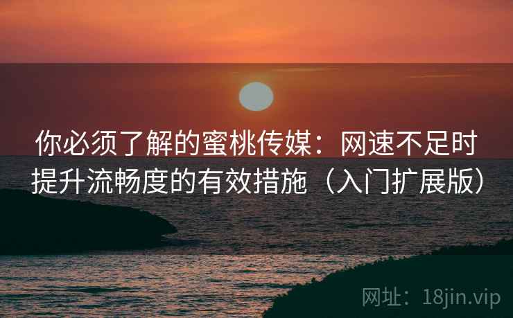 你必须了解的蜜桃传媒：网速不足时提升流畅度的有效措施（入门扩展版）